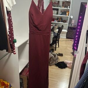 City Triangles Maroon Backless Dress